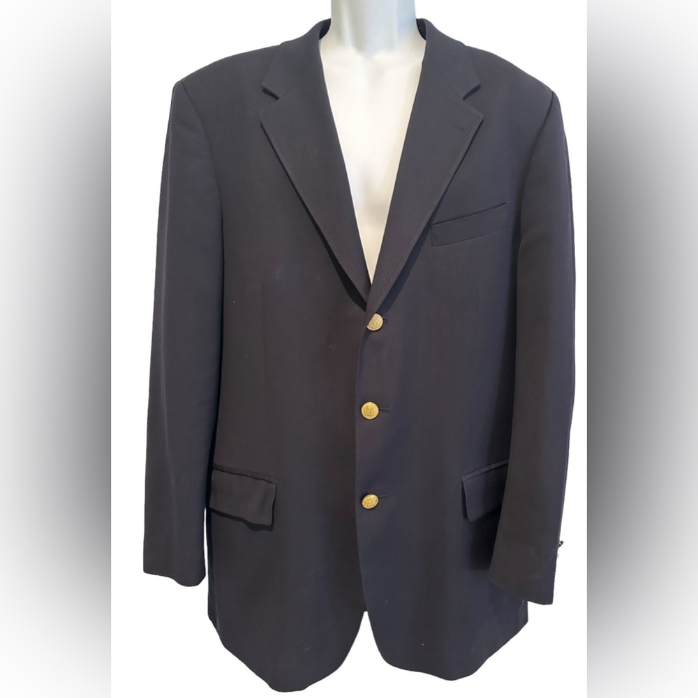 FIORI MENS‎ BLAZER NAVY BLUE GOLD BUTTONS VENTLESS CANADA 44L Long